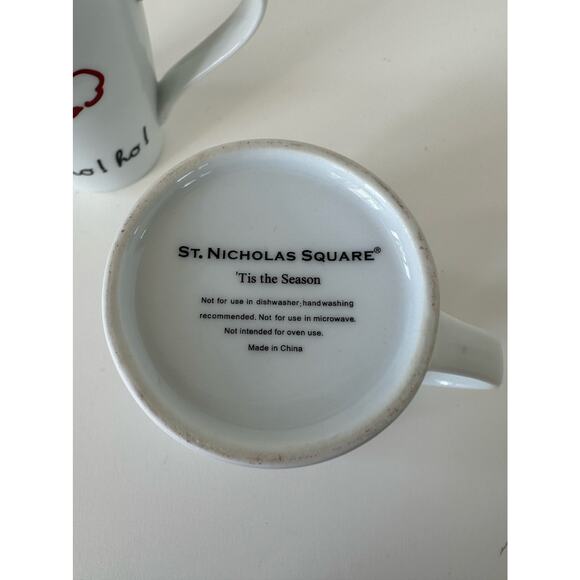 Vintage St Nicholas Square mugs, Santa, HoHoHo, Fa-la-la-la coffee, set of 2 - Picture 4 of 8